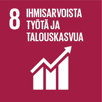 YK:n tavoite 8: ihmisarvoista työtä ja talouskasvua.