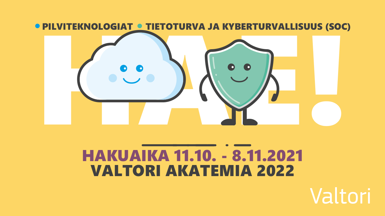 Haku Valtori Akatemian 2022 koulutukseen alkaa 11.10.