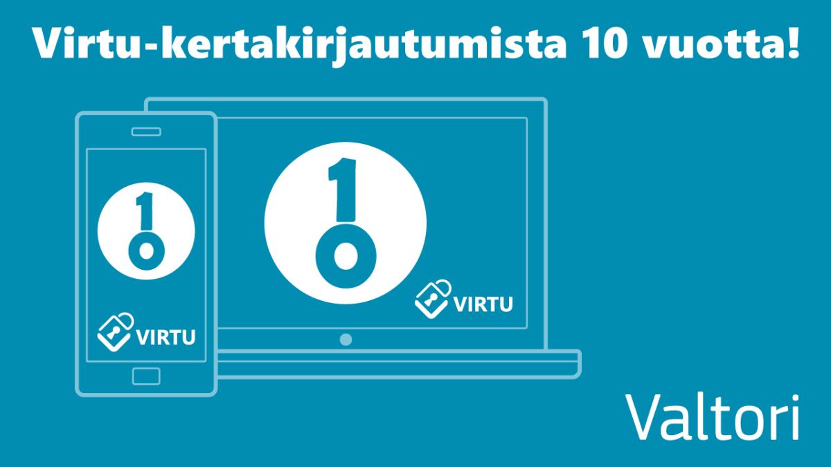 Kertakirjautumisratkaisu-Virtu 10 vuotta kuvassa on avain ja lukko.